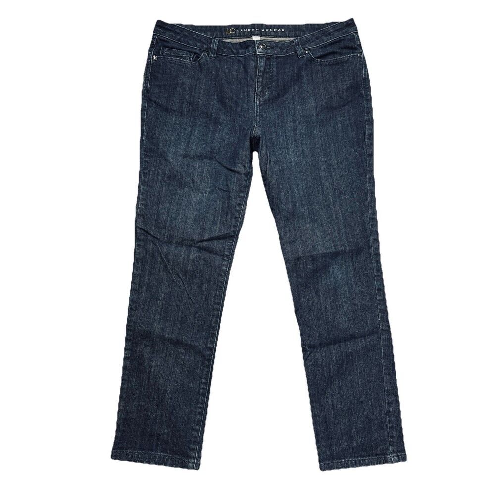 LC Lauren Conrad Ankle Jeans 14 (34x26) Blue Dark Wash Denim Stretch Womens